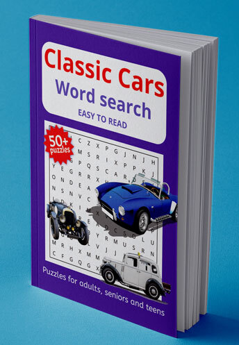 Classic Car Word Search Puzzle Book paperback cover